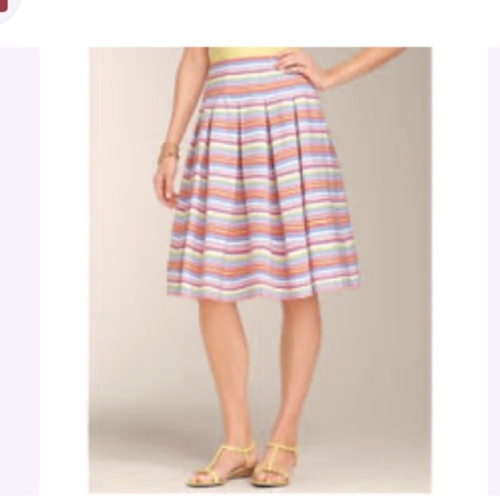 Talbots Rainbow Striped Pleated ALine Skirt Multicolor Size 10 Petite EUC Preppy